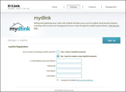 register mydlink