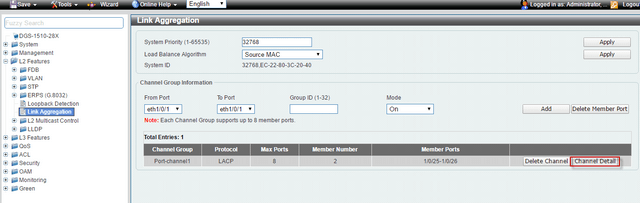 DGS-1510 Series DGS-3420 Series Configure LACP (Copper and Fiber)